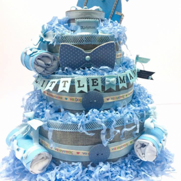 Εικόνα 3 για Μωρότουρτα Για Αγόρι - DiapierCake Baby Blue Little Man 