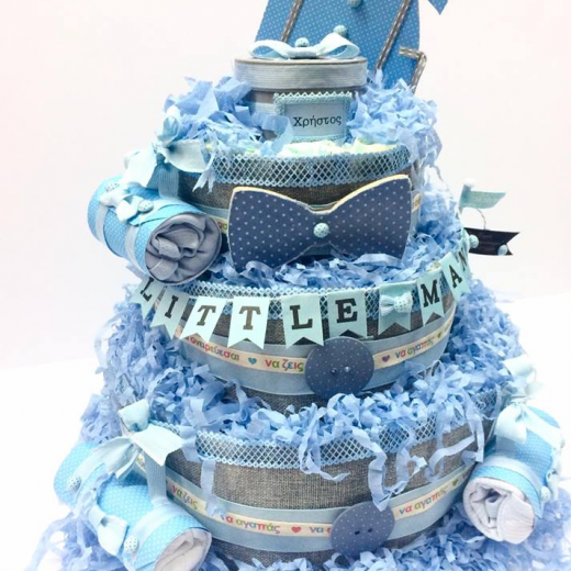 Εικόνα για Μωρότουρτα Για Αγόρι - DiapierCake Baby Blue Little Man 