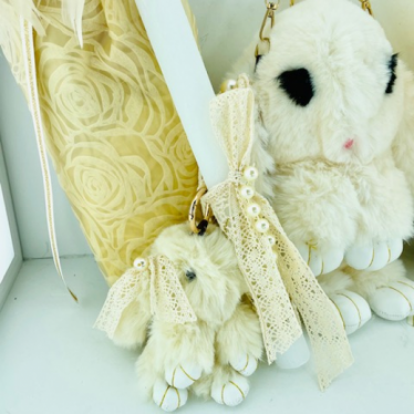 Εικόνα 2 για Σετ Λαμπάδας Beige Rabbit Με Μωράκι Μπρελοκ Κουνελάκι Bag