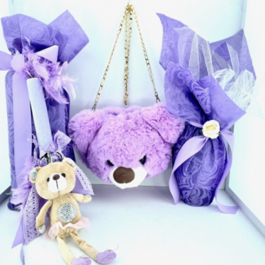 Εικόνα 2 για Σετ Λαμπάδας Purple Bear  Love Bag