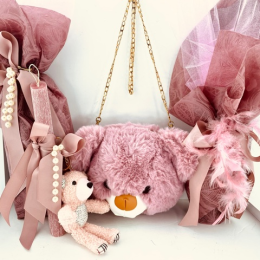 Εικόνα για Σετ Λαμπάδας Vintage pink Bear Love Bag