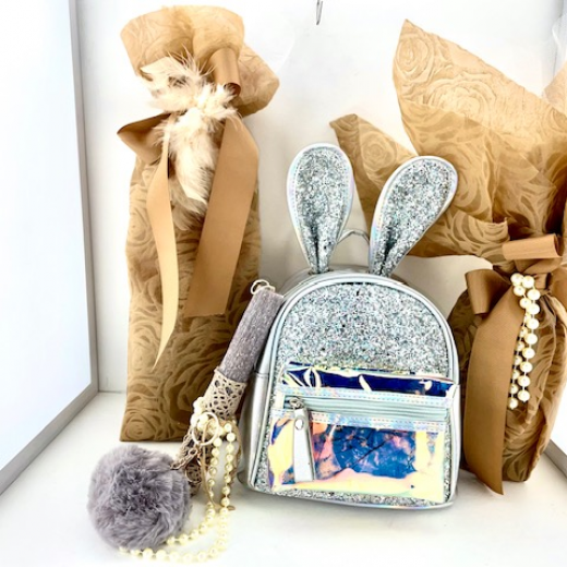 Εικόνα για Σετ Λαμπάδας Sparkling Silver Rabbit Bag