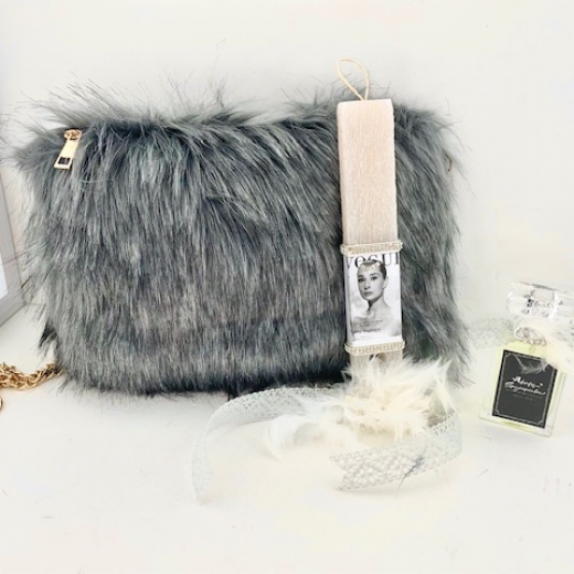 Εικόνα για Luxury Fury Grey Bag Σετ Λαμπάδας