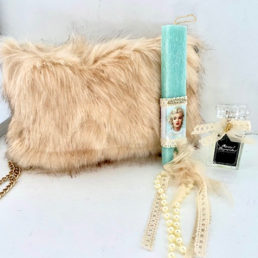 Εικόνα για Luxury Fury Beige Bag Σετ Λαμπάδας
